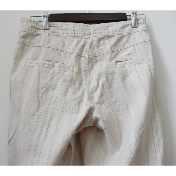 Prana Women Pants Sz 4 Mid Rise Striped Pleated Pockets Cinch Bottom Casual - Picture 6 of 14